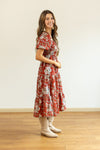 Elizabeth Midi Dress in Rust and Floral