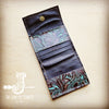 **Arizona Tri-Fold Embossed Leather Wallet-Turquoise Brown Floral 303s