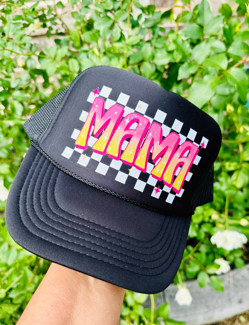 Pink Ombre Mama DTF Printed Trucker Hat