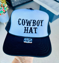 Cowboy Hat Embroidered Black & White Trucker Hat