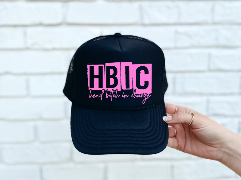 HBIC DTF Printed Black Trucker Hat