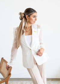 SALE The Jasmine Sheer Blazer in White