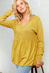 Cashmere Brushed Two Tone Hacci Babydoll Top