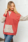 Leopard Triangle Detail Bubble Sleeve Top