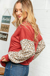Leopard Triangle Detail Bubble Sleeve Top