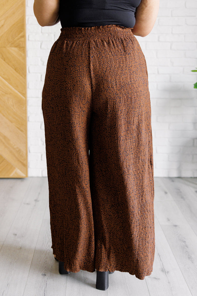 Harmony High Rise Wide Leg Pants in Brown