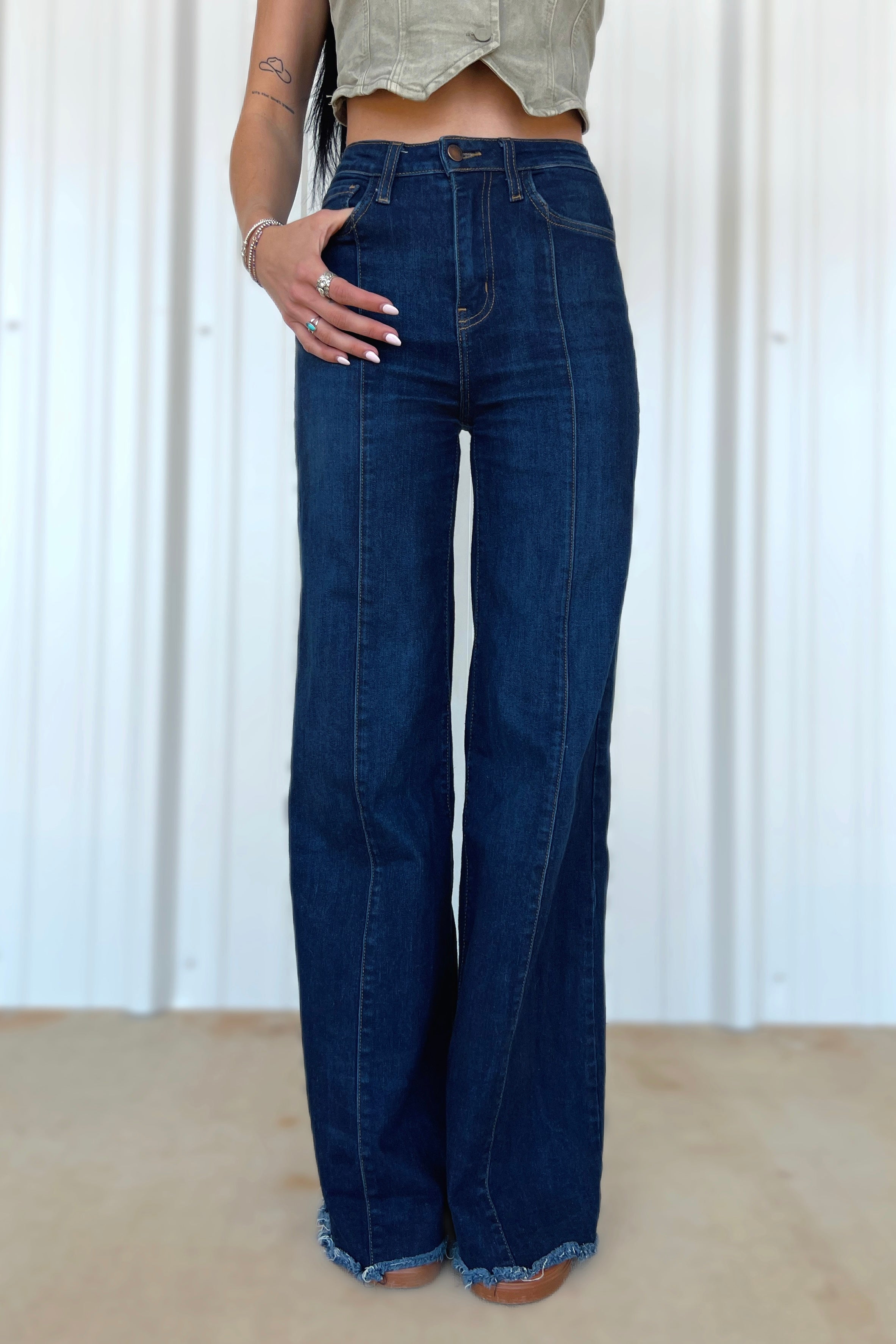 The Loretta Trouser Jean in Dark Wash