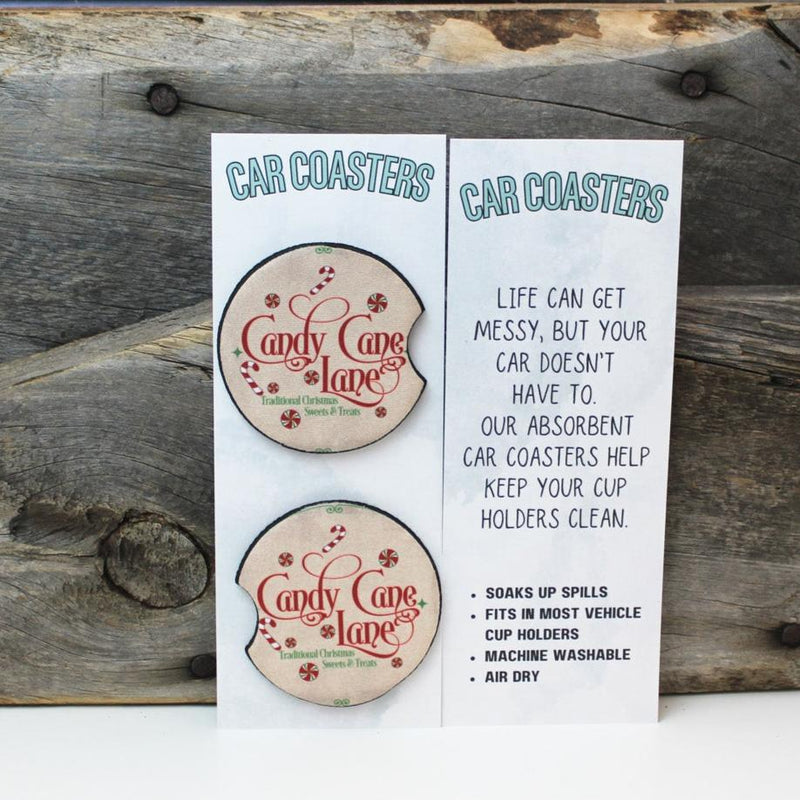 Candy Cane Lane Christmas Car Coasters