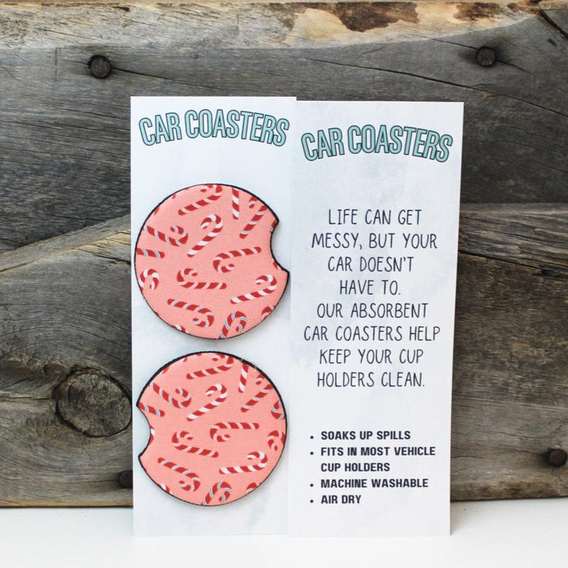 Candy Cane Christmas Car Coasters