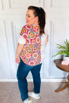 Always Fun Ivory & Fuchsia Stripe and Crochet Print Top