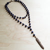 Double Strand Frosted Blue Lapis with Copper Feather 244z