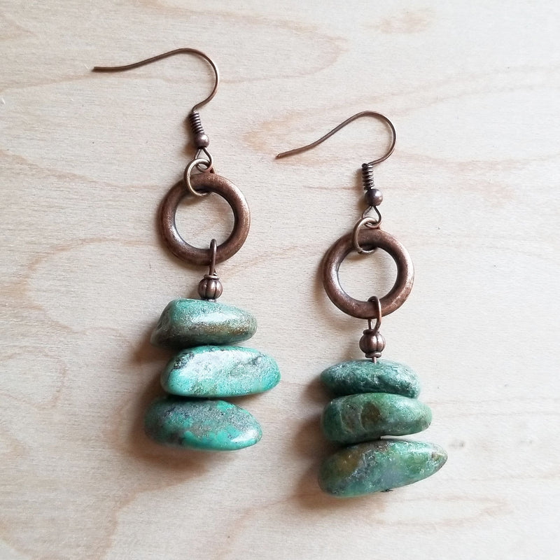 Natural Turquoise Stacked Gemstone Earrings 245q