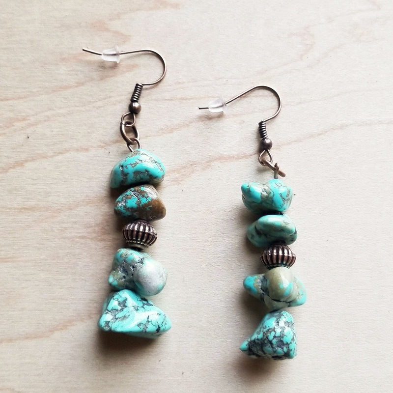Stacked Turquoise and Copper Earrings 219f