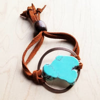 Turquoise Bracelet w/ Stone Slab & Adjustable Ties (010i)