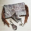 **Embossed Leather Key Chain - Cream and Bronze Gator 700i