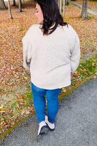 Eyes On You Taupe Quilted Knit Button Down Shacket