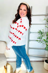 Be Mine White Jacquard Heart Stripe Pullover Sweater