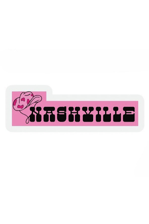 Nashville Pink Cow Print Hat Sticker
