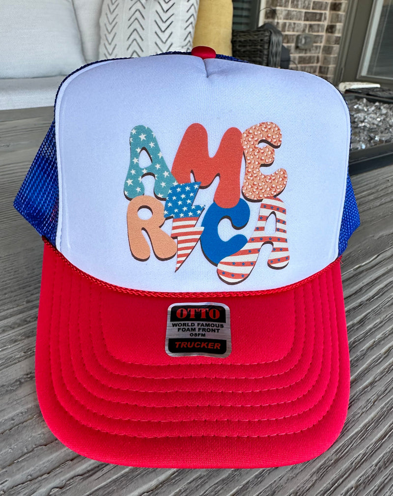 Retro America DTF Printed Trucker Hat