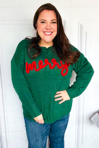 Be Merry Hunter Green Pop Up Lurex Sweater