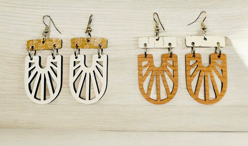 Upside Down Arch Wood Earrings