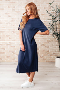 Keeping It Chill Drop Shoulder Maxi Dress in Dark Night