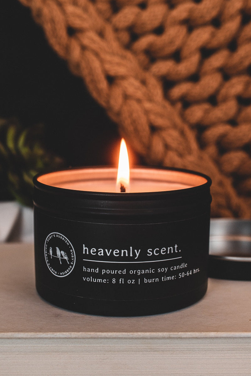 Heavenly Scent | Matte Black Candle | Ruby's Rubbish