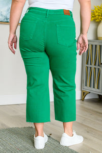 Lisa High Rise Control Top Wide Leg Crop Jeans in Kelly Green