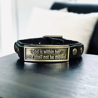 Leather Wristlet: God Within Her