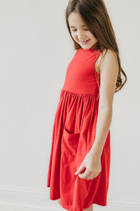 Red Tank Pocket Twirl Dress