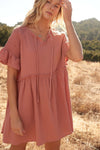 Clear Skies Smocked Cotton Ruffle Babydoll Dress