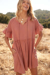 Clear Skies Smocked Cotton Ruffle Babydoll Dress