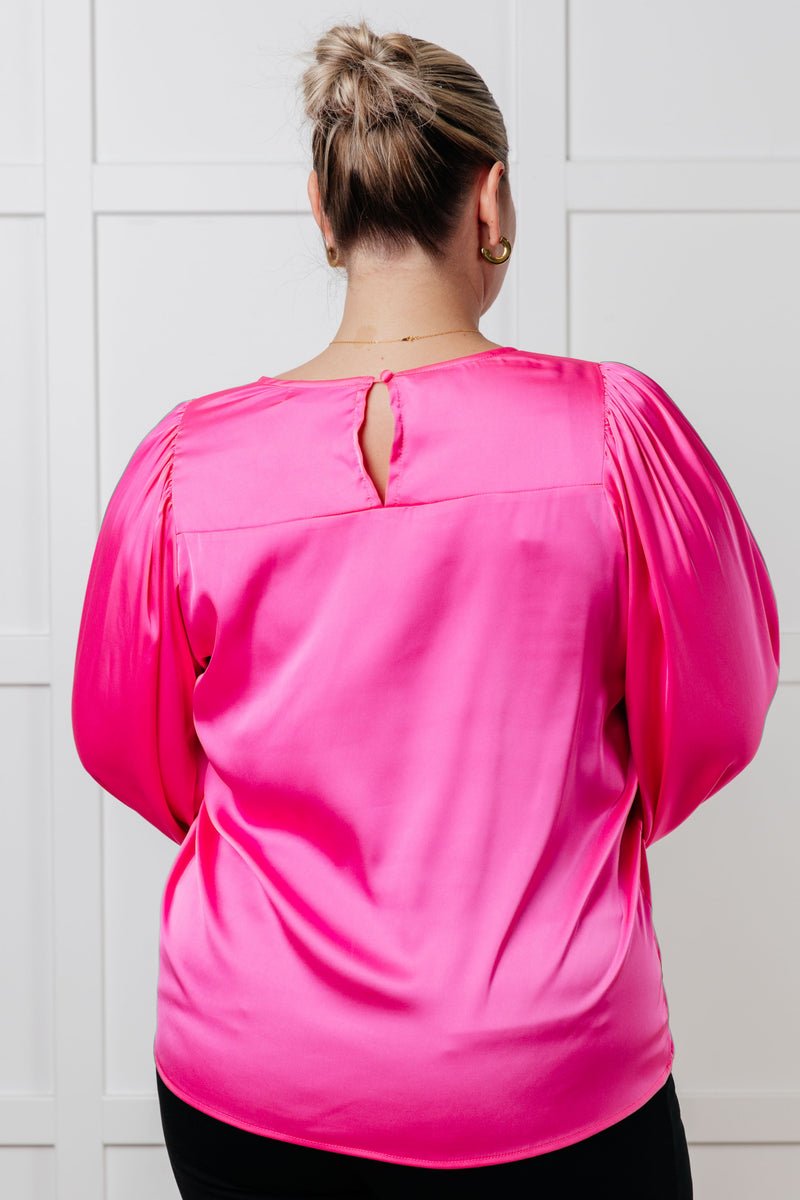 Not Exaggerating Satin Puff Sleeve Blouse