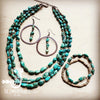 Triple Strand Natural Turquoise & Wood Collar Necklace 250m