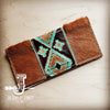 Hair-on-hide Leather Wallet w/ Turquoise Navajo Accent 300y