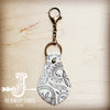 Embossed Leather Key Chain - Oyster Paisley 700x