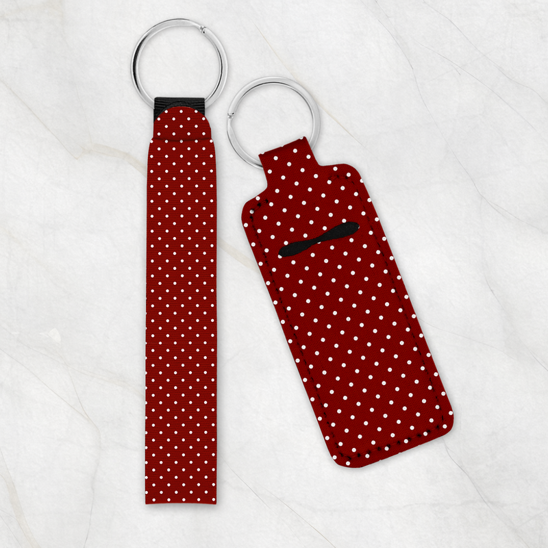 Polka Dot Charm Chapstick Keychain Holder