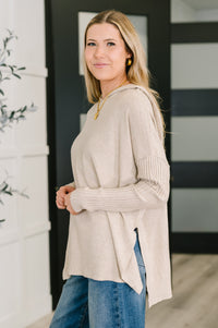 Running Late Hooded Long Sleeve in Beige