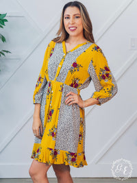 Boho Rhapsody Mustard and Leopard Dress