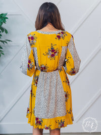 Boho Rhapsody Mustard and Leopard Dress