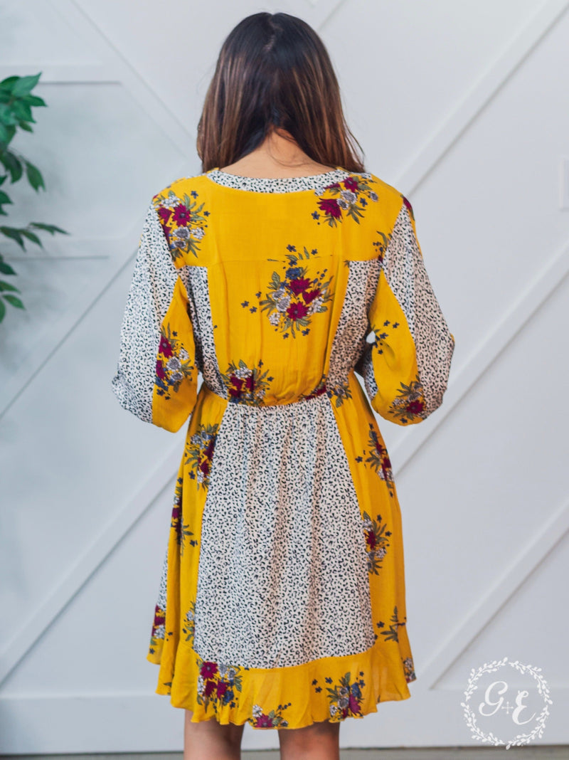 Boho Rhapsody Mustard and Leopard Dress