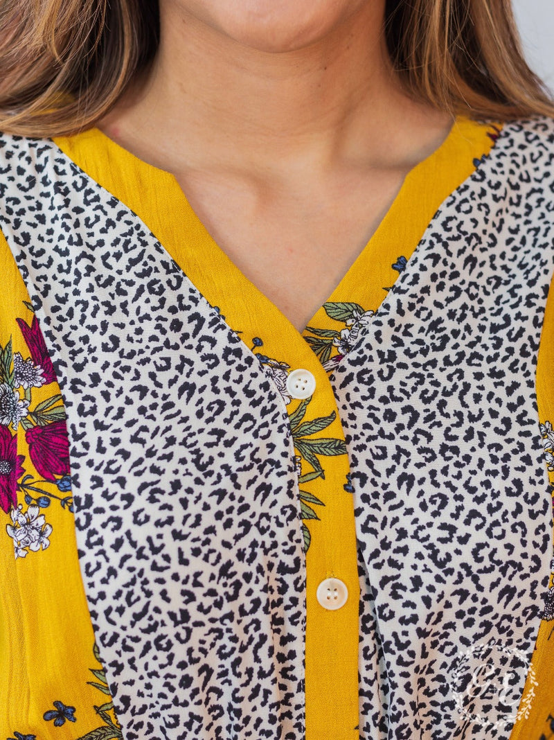 Boho Rhapsody Mustard and Leopard Dress