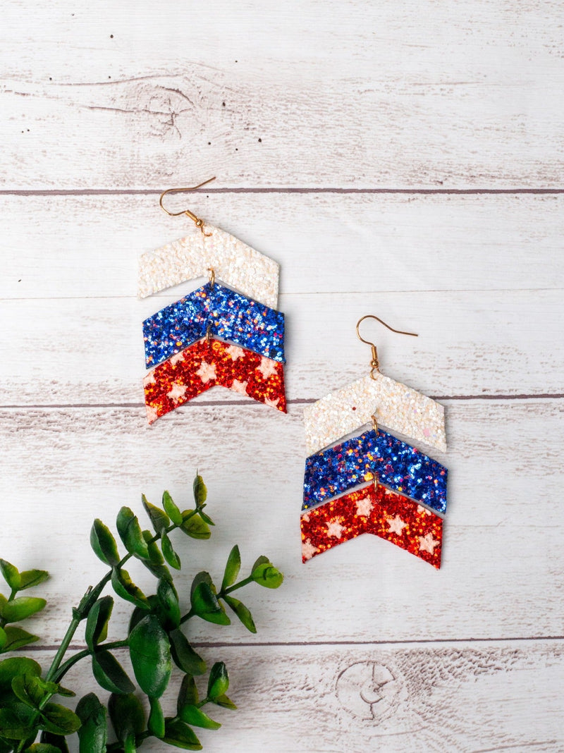 Star-Spangled Glitz Chevron Earrings