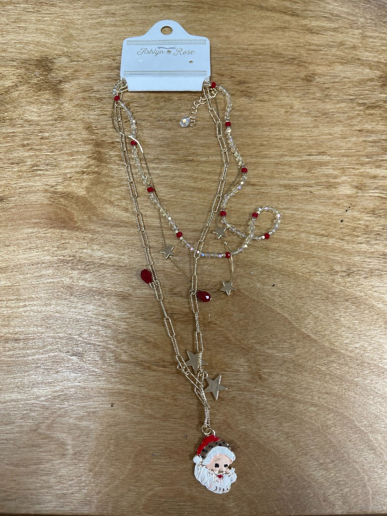 Rocking Around the Christmas Tree Three Strand Gold Necklace