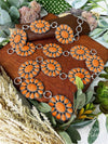 Ride For The Brand Darlin' Orange Floral Concho Link Belt Plus