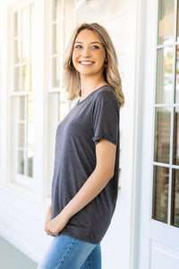 Heathered Grey Crewneck Cuff Tee