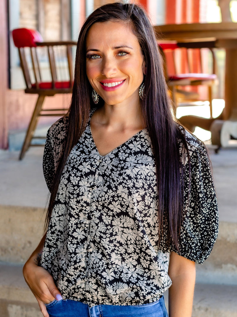 Bountiful Blooms Top, Black