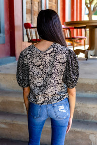 Bountiful Blooms Top, Black