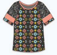 Mint, Pink & Mustard Aztec Lace Top