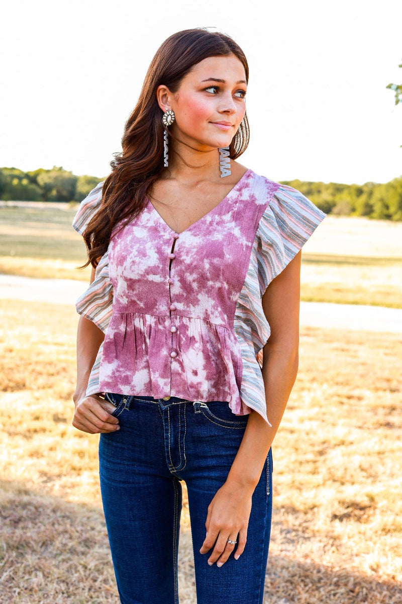 Ruffled Crop Top, Pink